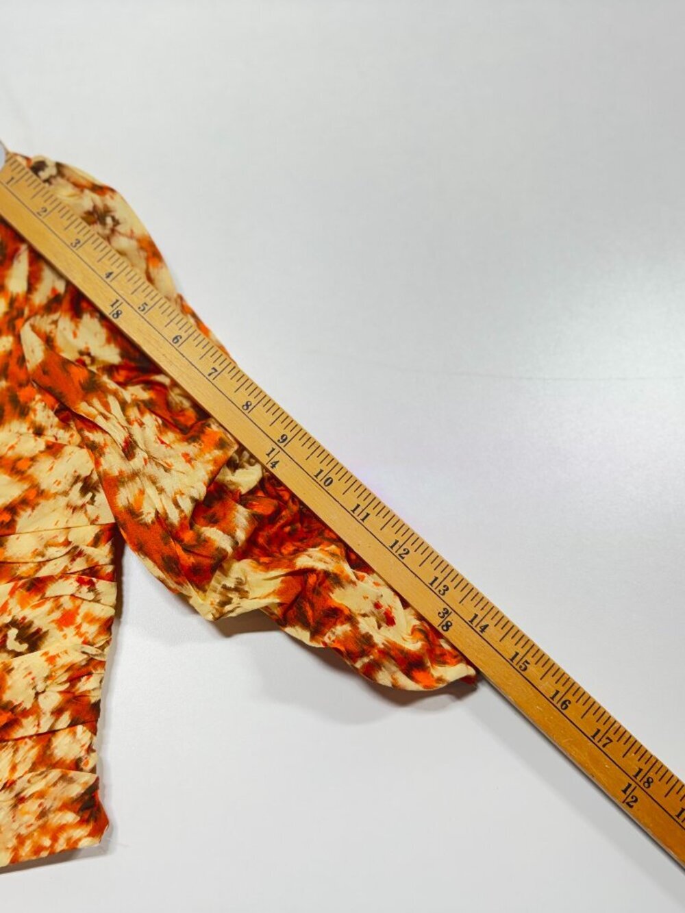 Zara Ruched Floral Crop Top XS Orange Puff Sleeve Cottagecore Boho - Picture 5 of 9